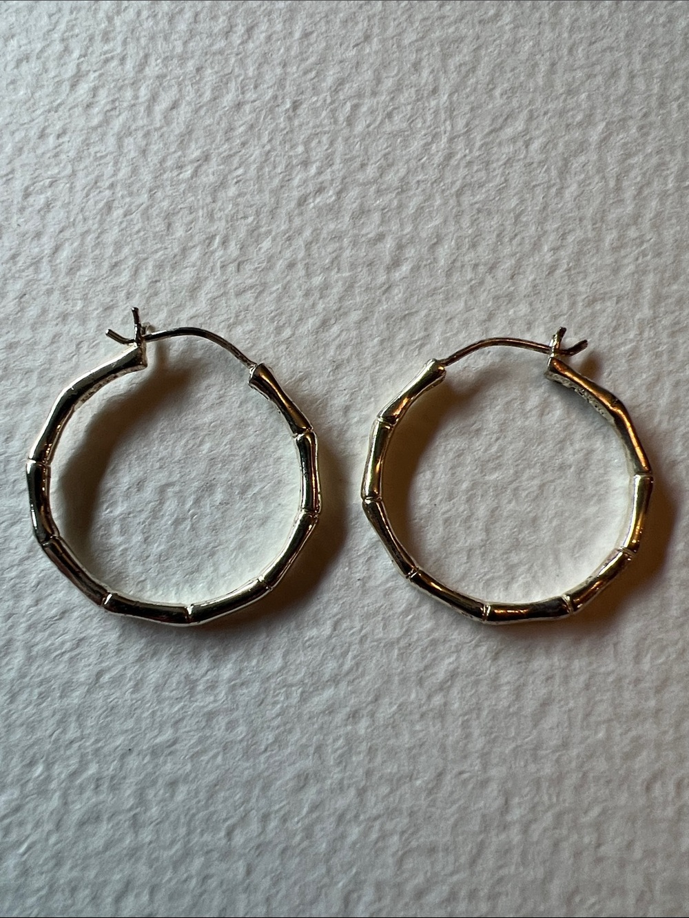 Sterling Silver Bamboo-Texture Hoop Earrings